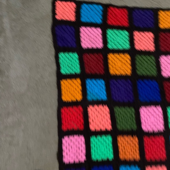 Vintage Handmade Granny Square 72”x 54” Large Multicolor Crochet Cottage Blanket - Picture 9 of 14